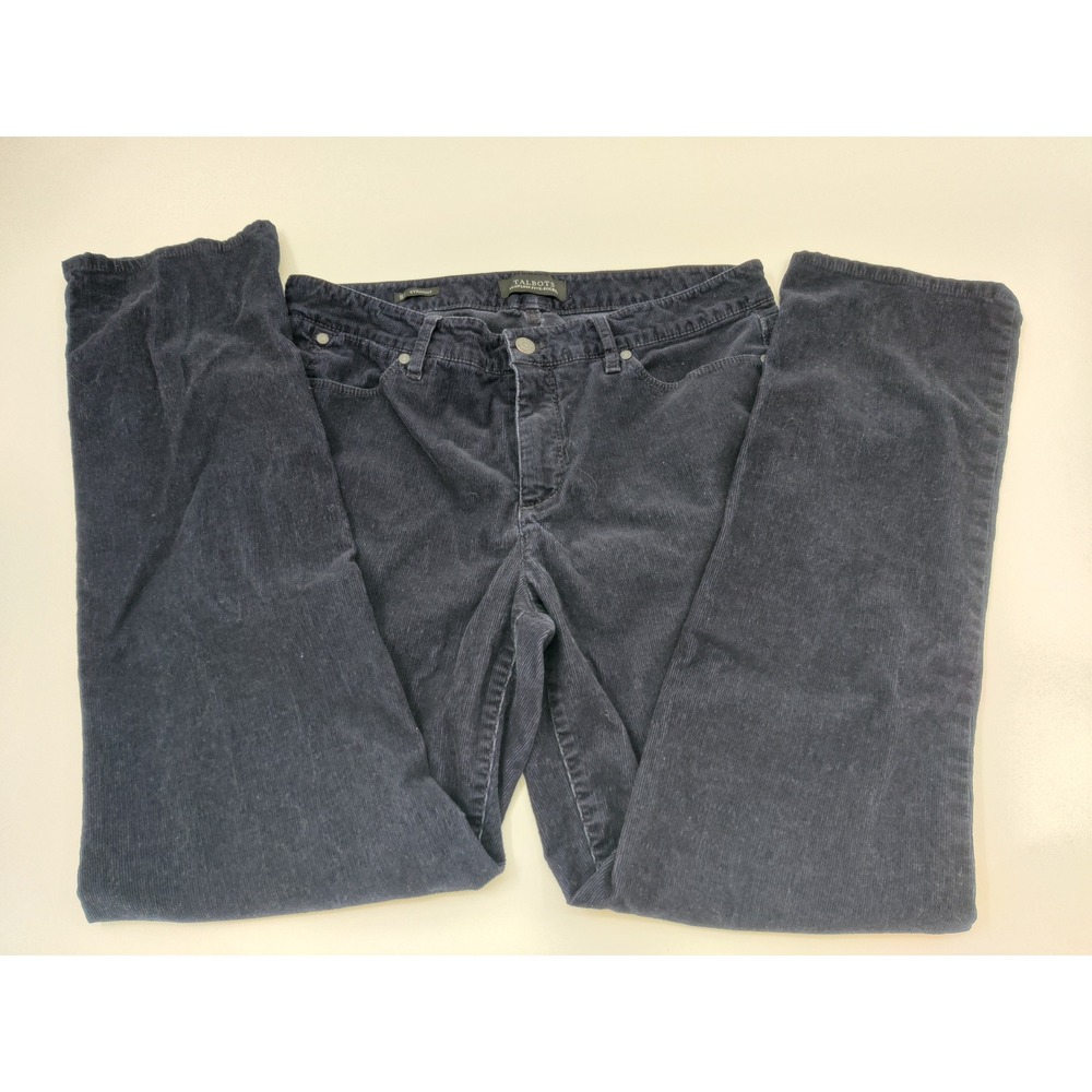 Talbots Flawless Womens Five Pocket Straight Leg Corduroy Pants Navy Blue Size 8
